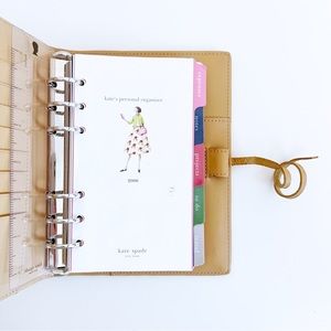 Y2K Kate Spade Day Planner, Tan Leather, Classic Preppy Calendar Life Planner